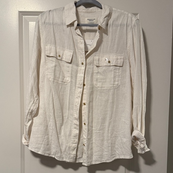 American Eagle Outfitters Cream Button Down Shirt - Picture 1 of 1
